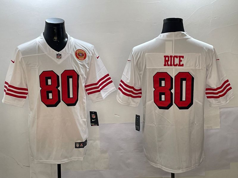 Men San Francisco 49ers 80 Rice White Throwback 2024 Nike Limited NFL Jersey style 01045